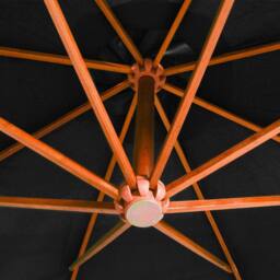Berkfield Home Hanging Parasol with Pole Black 3.5x2.9 m Solid Fir Wood - thumbnail 5