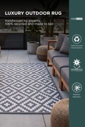Homescapes Luxury Outdoor Rug Waterproof Reversible, Grey Zoe Geometric - Size: 120 cm x 180 cm - thumbnail 2
