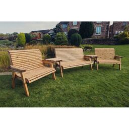 Churnet Valley Garden Furniture Ltd Valley 7 Seat Set 1X3B 2 X 2B Angled Tray - Timber - Fully Assembled in Brown - thumbnail 2