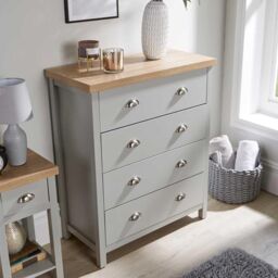Home Source Avon 4 Drawer Chest Bedroom Storage Unit 36mm Top in Grey - thumbnail 2