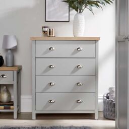 Home Source Avon 4 Drawer Chest Bedroom Storage Unit 36mm Top in Grey - thumbnail 3