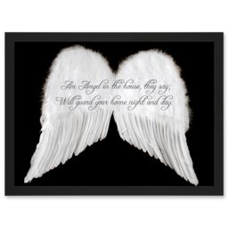 Artery8 An Angel The House Guard Home Wings Quote Motivation Typography A4 Artwork Framed Wall Art Print in Black - thumbnail 1