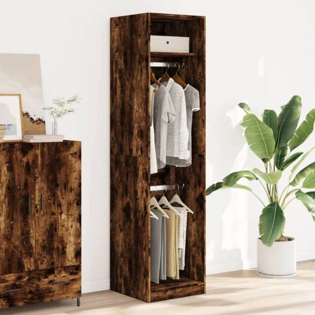 Berkfield Home Wardrobe Smoked Oak 50x50x200 cm Engineered Wood in Brown - Size: 50 x 50 x 200 cm - image 1