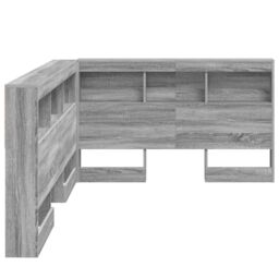 Berkfield Home Storage Headboard with Shelf Grey sonoma 120 cm Engineered wood - thumbnail 6