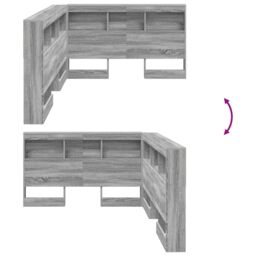 Berkfield Home Storage Headboard with Shelf Grey sonoma 120 cm Engineered wood - thumbnail 9