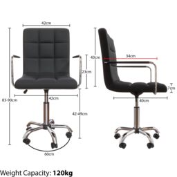 Home Discount Vida Designs Calbo Adjustable Chair UKFR Fabric Armrest Ergonomic in Black - thumbnail 2