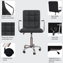 Home Discount Vida Designs Calbo Adjustable Chair UKFR Fabric Armrest Ergonomic in Black - thumbnail 3