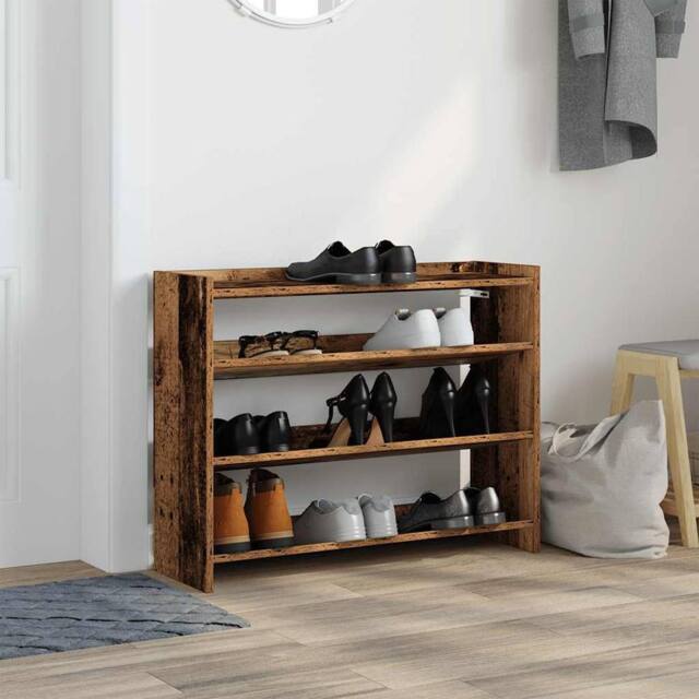 Berkfield Home Shoe Rack Old Wood 80x25x62 cm Engineered Wood in Brown - Size: 80 x 25 x 62 cm - image 1