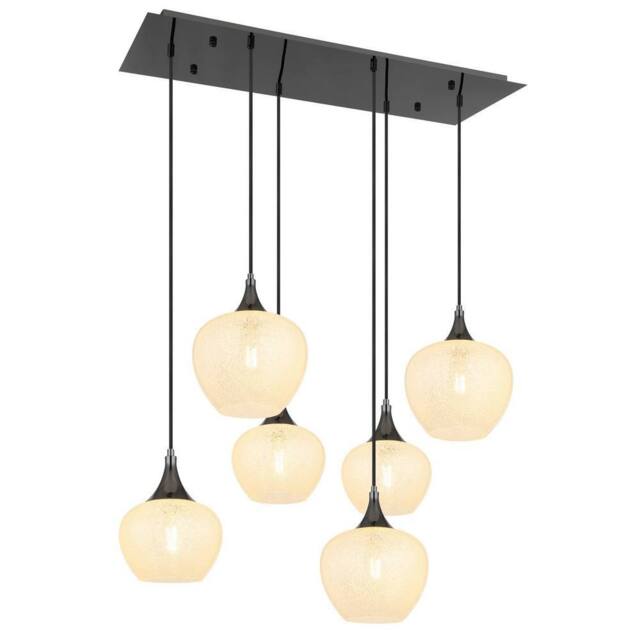 Netlighting Maxy Cluster Pendant Ceiling Light Gunmetal Clear Glass Shade 6x E27 in Grey - image 1