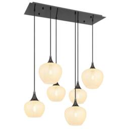 Netlighting Maxy Cluster Pendant Ceiling Light Gunmetal Clear Glass Shade 6x E27 in Grey