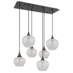 Netlighting Maxy Cluster Pendant Ceiling Light Gunmetal Clear Glass Shade 6x E27 in Grey - thumbnail 2