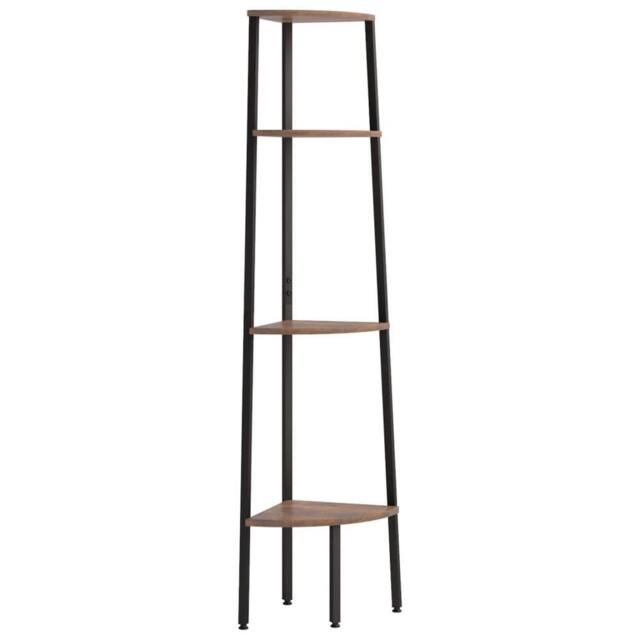 Berkfield Home 4-Tier Corner Shelf Dark Brown & Black 45.5x31.5x150 cm - image 1