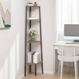 Berkfield Home 4-Tier Corner Shelf Dark Brown & Black 45.5x31.5x150 cm - thumbnail 2