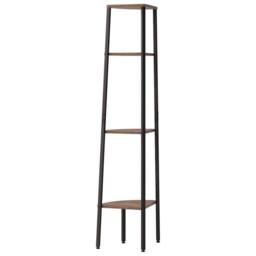 Berkfield Home 4-Tier Corner Shelf Dark Brown & Black 45.5x31.5x150 cm - thumbnail 5