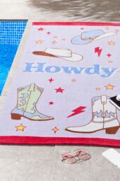 Sassy B 'Howdy Cowgirl' Cotton Beach Towel in Lilac - thumbnail 1
