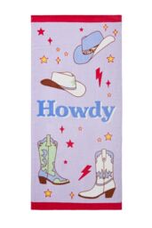 Sassy B 'Howdy Cowgirl' Cotton Beach Towel in Lilac - thumbnail 3