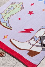 Sassy B 'Howdy Cowgirl' Cotton Beach Towel in Lilac - thumbnail 2