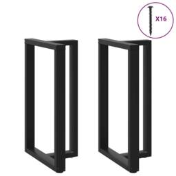 Berkfield Home Bar Table Legs T-Shaped¬†2 pcs Black 60x35x(100-101) cm Steel - thumbnail 3