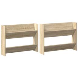 Berkfield Home Wall Shoe Cabinets 2 pcs Sonoma Oak 80x18x60cm Engineered Wood in Light Brown - Size: 80 x 18 x 60 cm - thumbnail 1