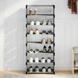 Berkfield Home Shoe Rack 8-Tier Grey 54x28x124 cm Non-woven Fabric - Size: 54 x 28 x 124 cm - thumbnail 4