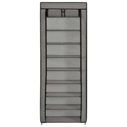 Berkfield Home Shoe Cabinet with Cover Grey 57x29x162 cm Fabric - Size: 57 x 29 x 162 cm - thumbnail 2