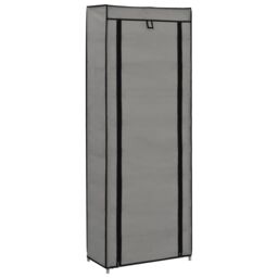 Berkfield Home Shoe Cabinet with Cover Grey 57x29x162 cm Fabric - Size: 57 x 29 x 162 cm - thumbnail 3