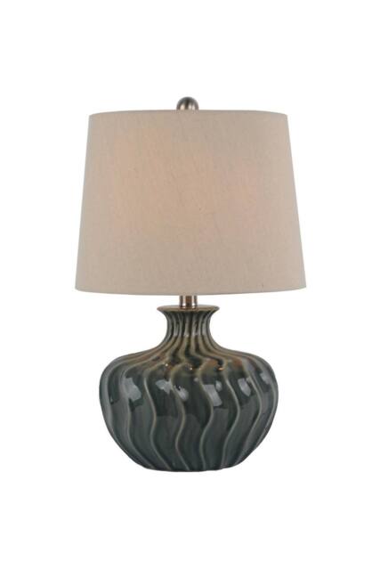 KDMD Veyla Ceramic Table Lamp with Linen Shade - Modern Elegant Lighting in Dark Grey - image 1