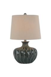 KDMD Veyla Ceramic Table Lamp with Linen Shade - Modern Elegant Lighting in Dark Grey