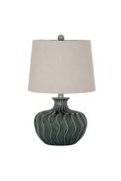 KDMD Veyla Ceramic Table Lamp with Linen Shade - Modern Elegant Lighting in Dark Grey - thumbnail 2