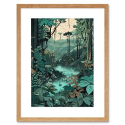 "Artery8 Wall Art Print Amazon Rainforest Flora Landscape Artwork Framed 9X7 Inch in Beige - Size: W7"" x H9""" - thumbnail 1