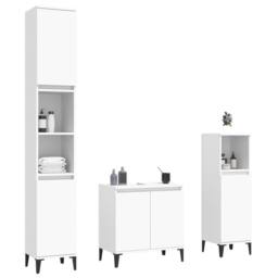 Berkfield Home Modern 3 Piece Bathroom Furniture Set White Engineered Wood - thumbnail 1