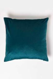 Homescapes Floral Peacock Pink & Green Filled Velvet Cushion 46 x 46 cm - thumbnail 3