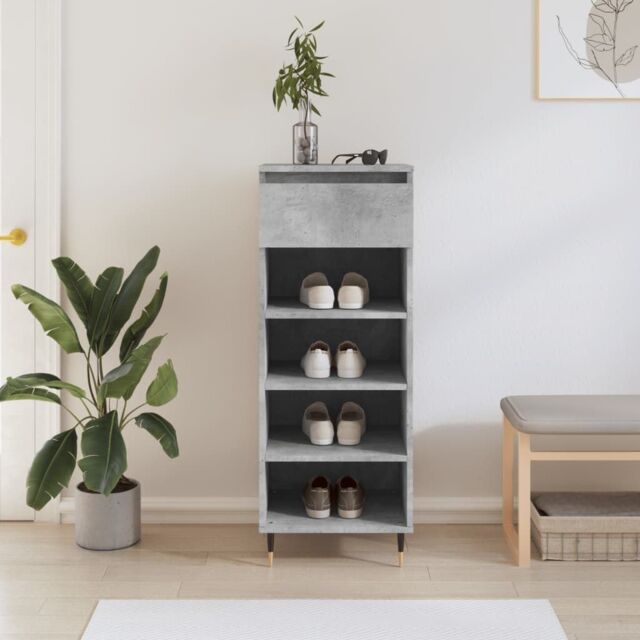 Berkfield Home Shoe Cabinet Concrete Grey 40x36x105 cm Engineered Wood - Size: 40 x 36 x 105 cm - image 1