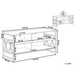 Wyld and Coco TV Stand Brown Particle Board and Iron 4 Shelves W120 x D51 x H57cm - thumbnail 3