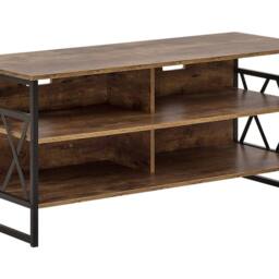 Wyld and Coco TV Stand Brown Particle Board and Iron 4 Shelves W120 x D51 x H57cm - thumbnail 2
