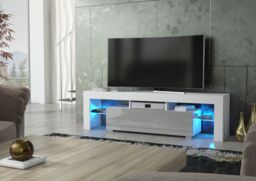 Creative Furniture Aria TV Unit 160cm White with High Gloss Doors & LED Lights in Grey - thumbnail 2