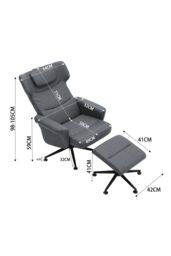 Living and Home Faux Leather Swivel Armchair with Footstool in Grey - thumbnail 6