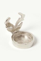 Homescapes Set of 4 Stag Christmas Tea Light Holders in Silver - thumbnail 3