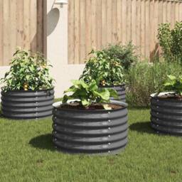 Berkfield Home Garden Raised Bed 80x80x44 cm Galvanised Steel Grey - Size: 80 x 80 x 44 cm - thumbnail 2