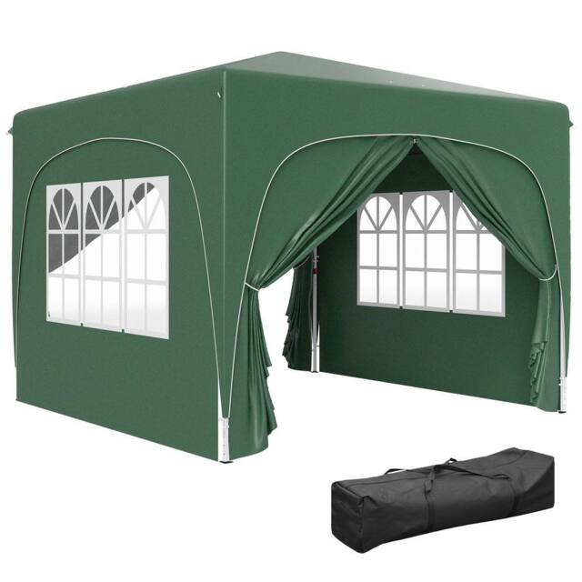 Matteo Pop-Up Gazebo Shelter - Dark Green, 3x3m with Accessories in Dark Green - image 1