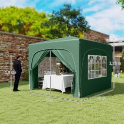 Matteo Pop-Up Gazebo Shelter - Dark Green, 3x3m with Accessories in Dark Green - thumbnail 4
