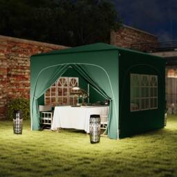 Matteo Pop-Up Gazebo Shelter - Dark Green, 3x3m with Accessories in Dark Green - thumbnail 7