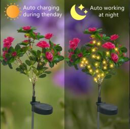 Obasyhig Pack of 4 Outdoor Landscape Solar Azalea Atmospheric LED Lights in Red - thumbnail 3