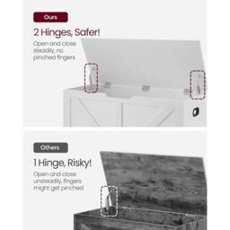VASAGLE Large Farmhouse Storage Bench Blanket Box Safety Hinges Chest in White - thumbnail 4