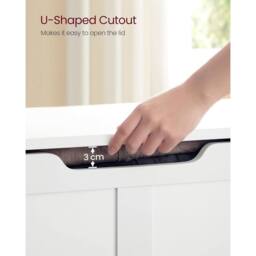 VASAGLE Large Farmhouse Storage Bench Blanket Box Safety Hinges Chest in White - thumbnail 6
