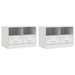 Berkfield Home TV Cabinets 2 pcs White 67x39x44 cm Steel - Size: 67 x 39 x 44 cm - thumbnail 3
