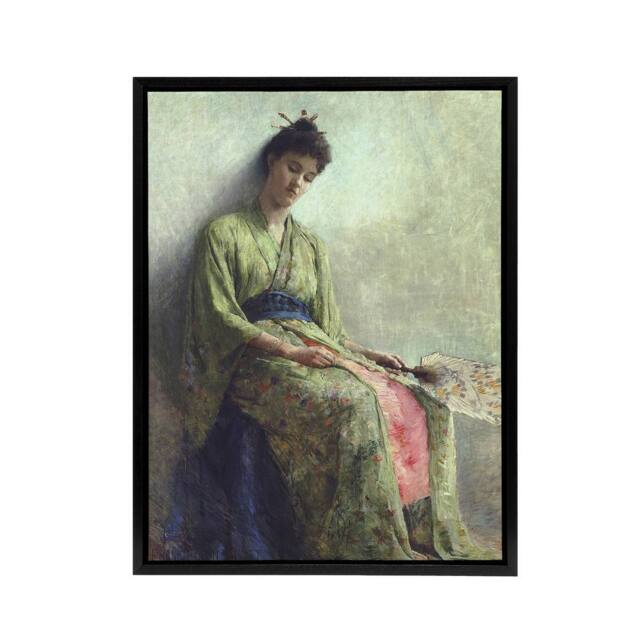 "Artery8 Frank Edwin Scott Somnolence Sleeping Woman Portrait Framed Canvas Art in Green - Size: W12"" x H16""" - image 1
