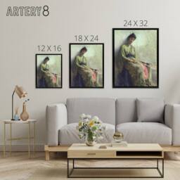 "Artery8 Frank Edwin Scott Somnolence Sleeping Woman Portrait Framed Canvas Art in Green - Size: W12"" x H16""" - thumbnail 4