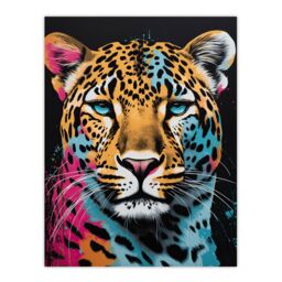 "Artery8 Leopard Lounge By Fiona Bryant Cat Head Pop Art Pink Blue Modern Large Wall Art Poster Print Thick Paper 18X24 Inch - Size: W18"" x H24""" - thumbnail 1