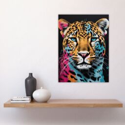 "Artery8 Leopard Lounge By Fiona Bryant Cat Head Pop Art Pink Blue Modern Large Wall Art Poster Print Thick Paper 18X24 Inch - Size: W18"" x H24""" - thumbnail 4